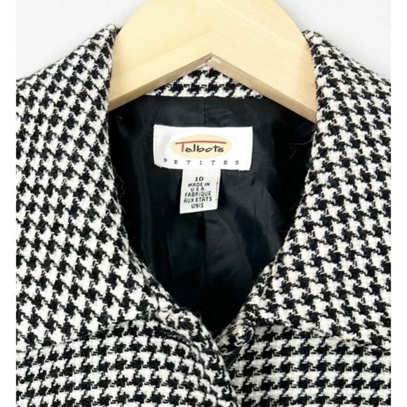 Talbots Blazer Jacket Black & White Houndstooth Wool Blend Size 10 Women's - Picture 4 of 4